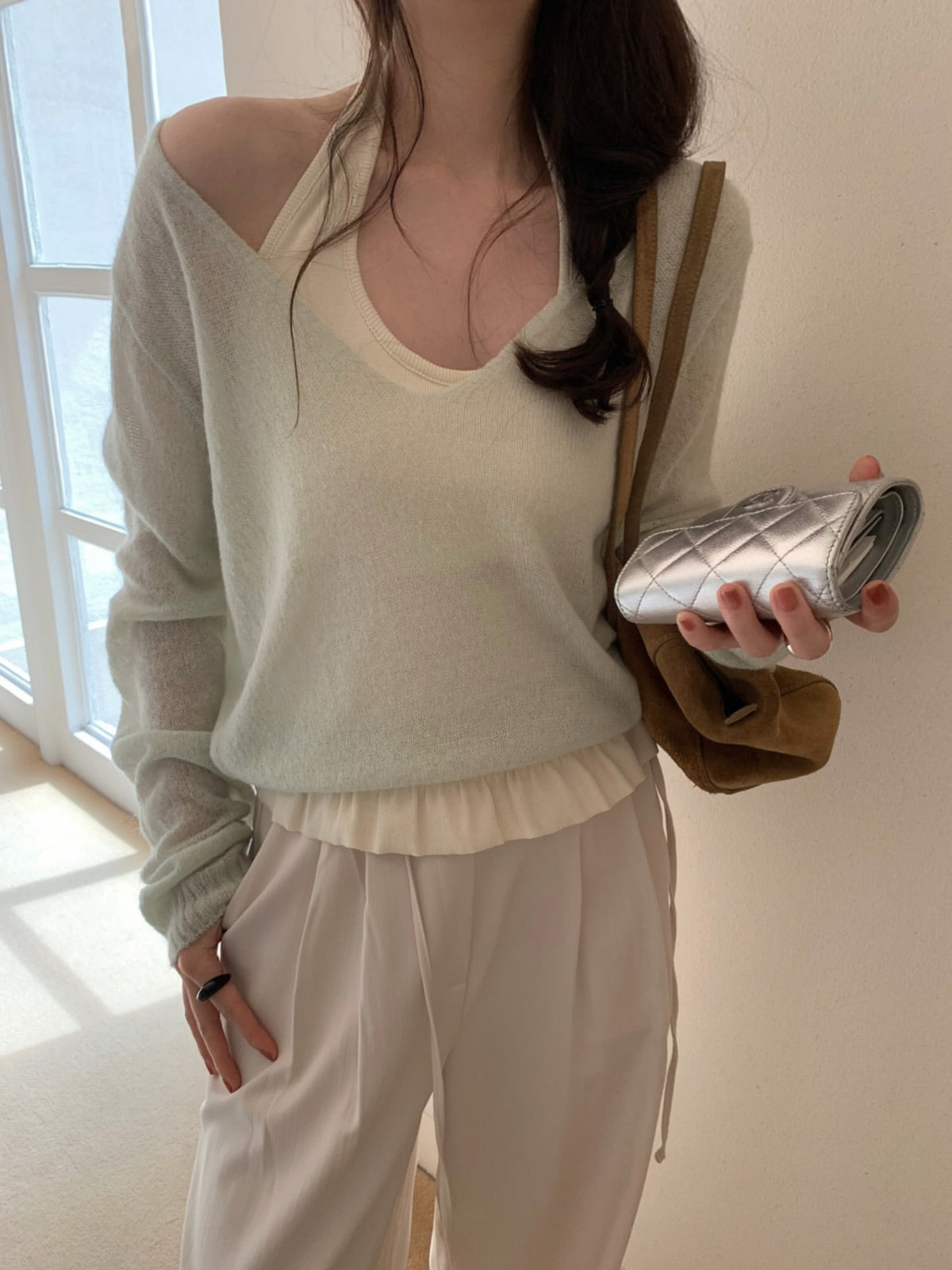yuri v neck knit-4col