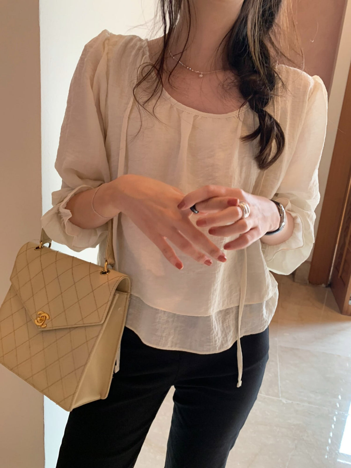 bene two-way blouse-2col