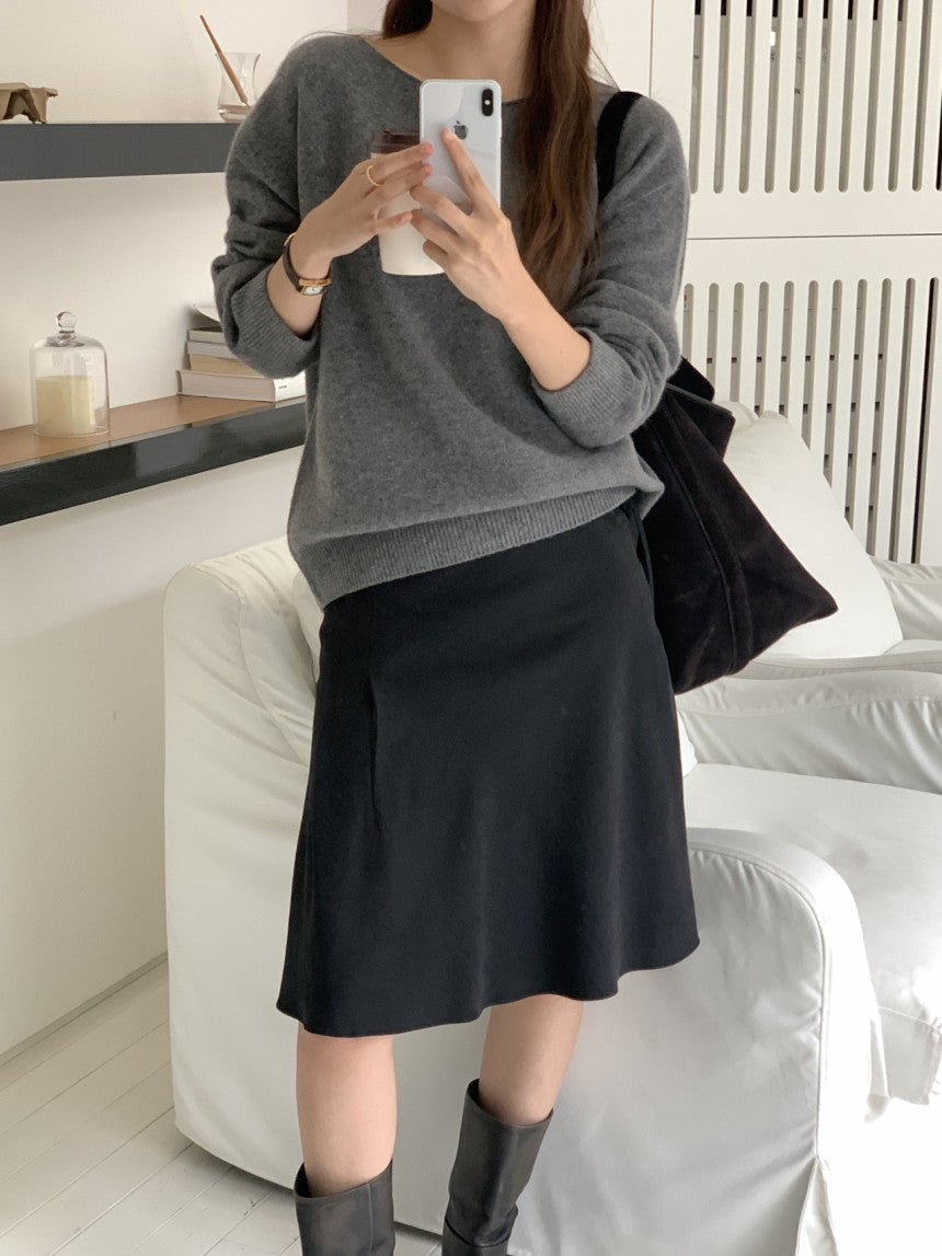 Elin cashmere wholega boat neck knit-4col