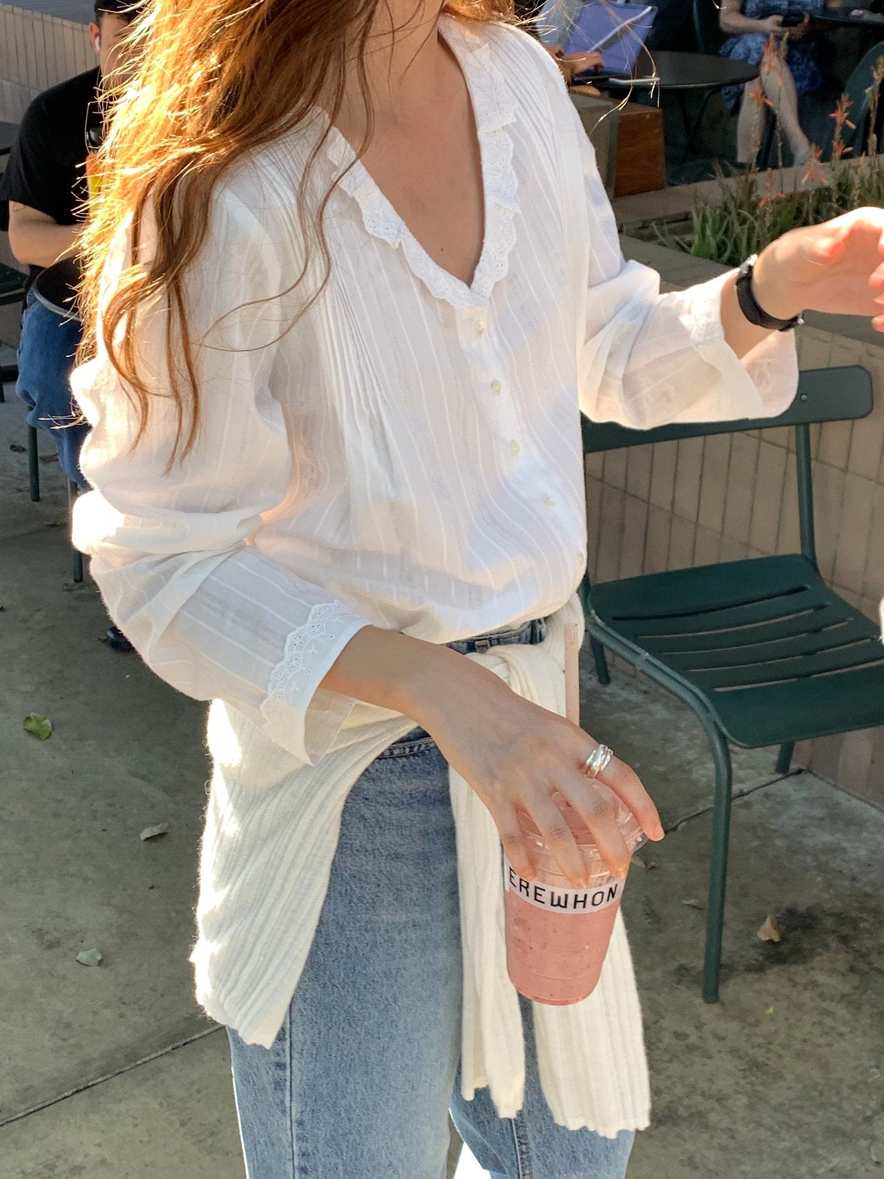 Rowen lace U-neck blouse