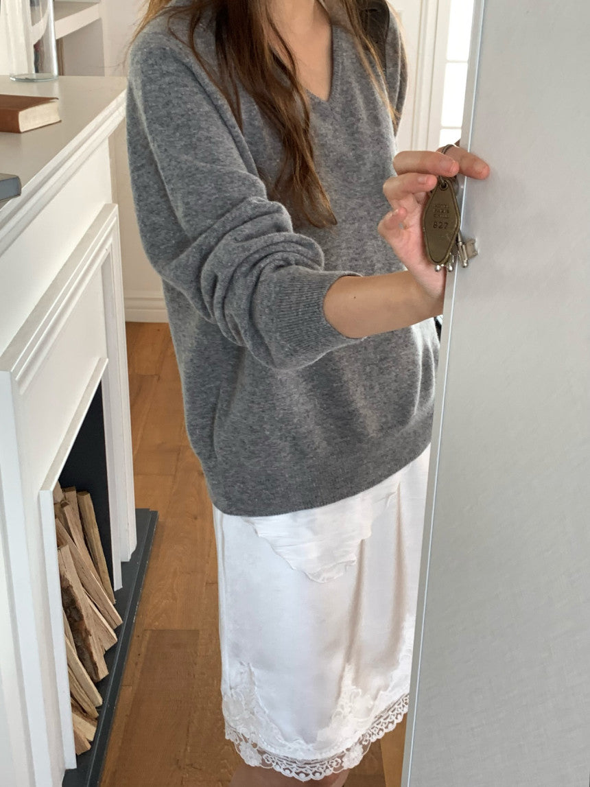 Adele wholegar cash v-neck knit-5col