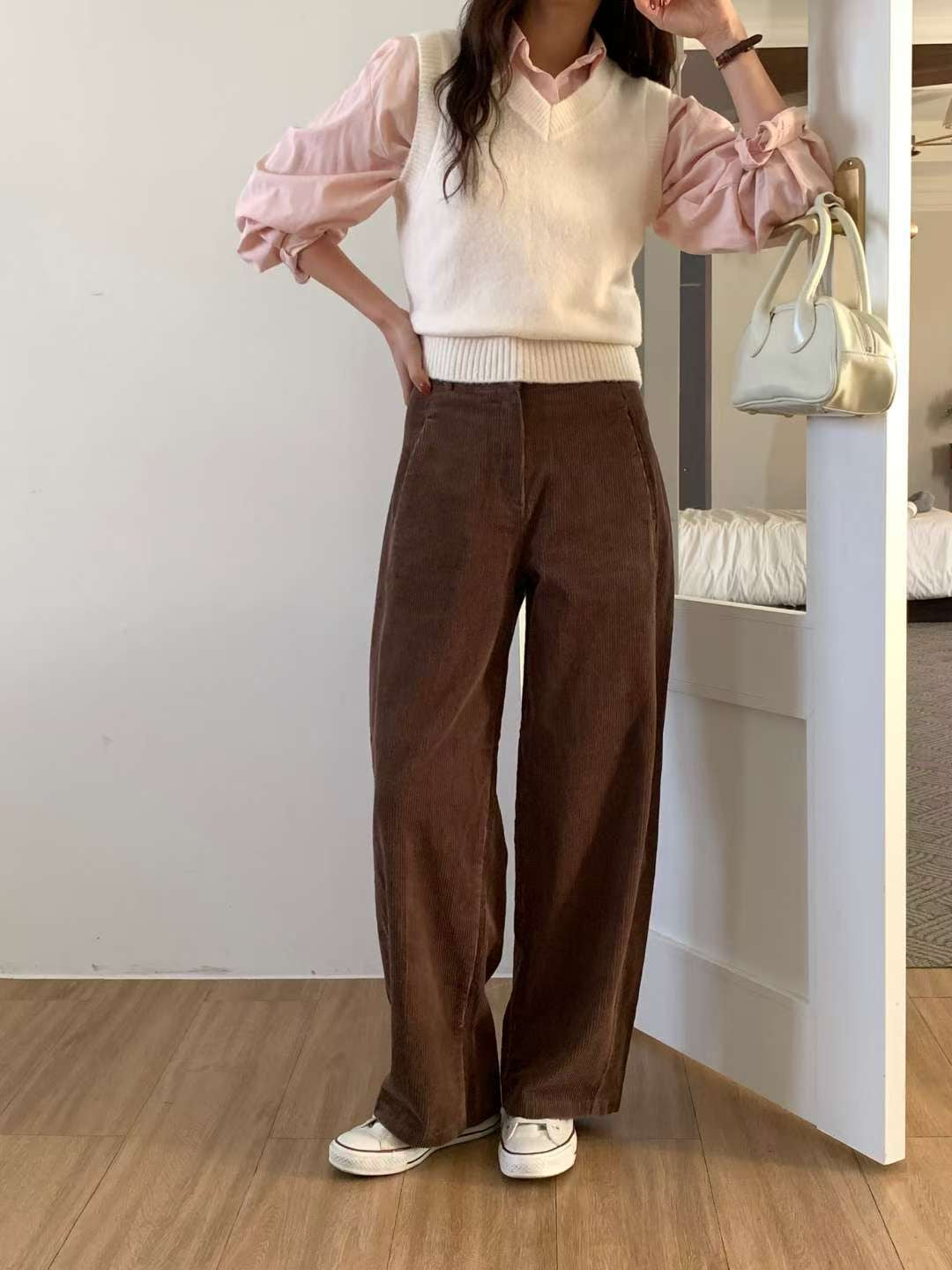 Corduroy curve pants-2col/ショート丈あり