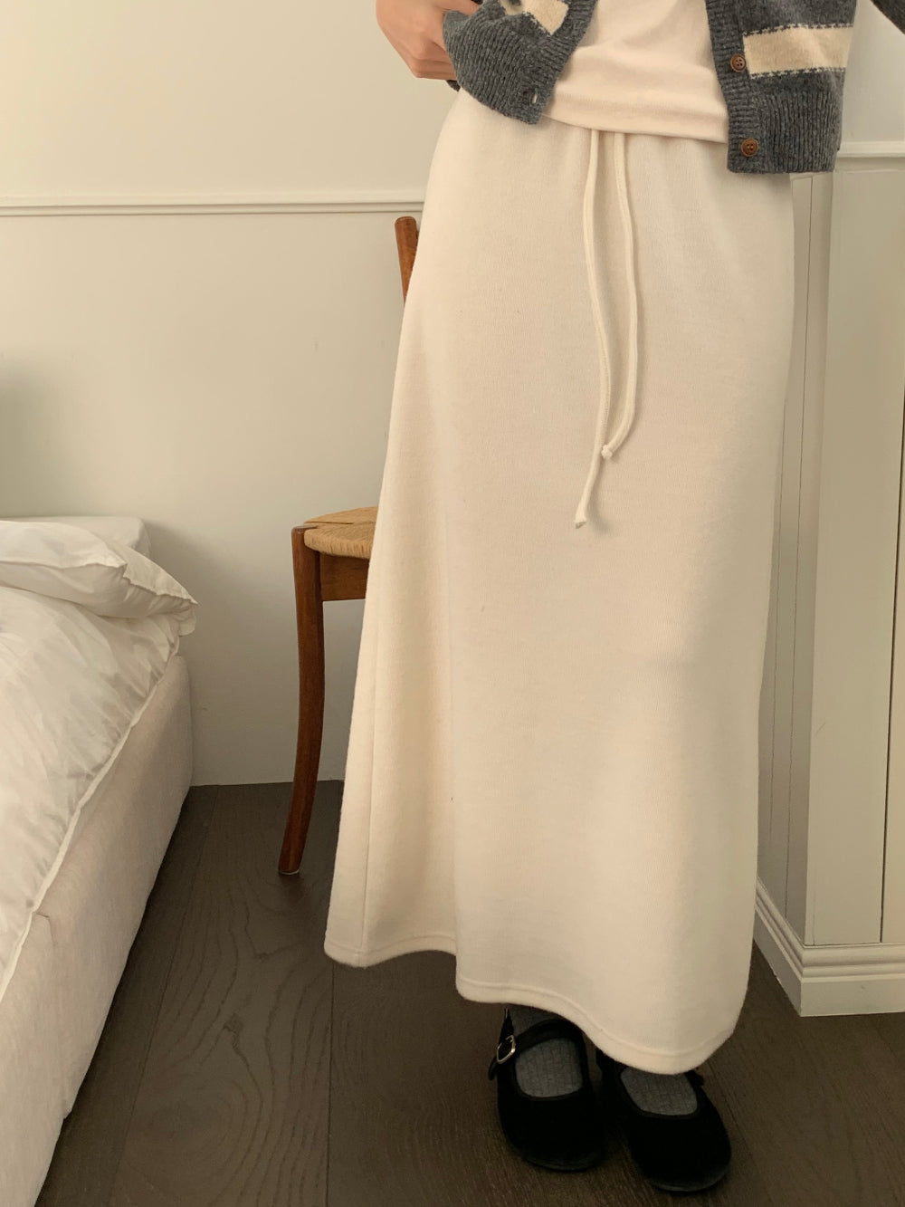 wool maxi skirt-3col