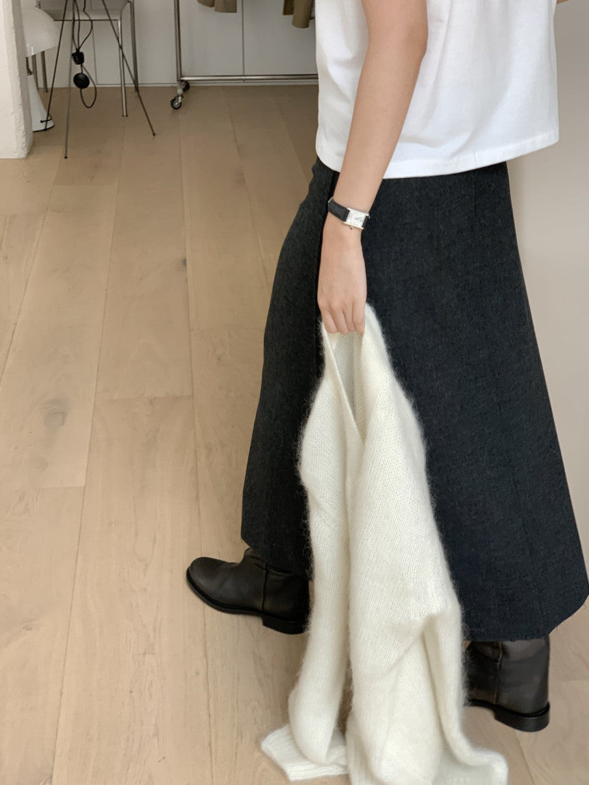 Mone wool flare skirt-2col