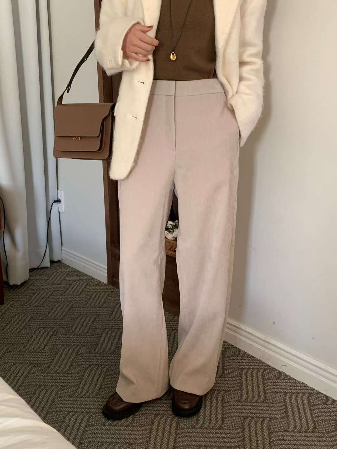 back slit wide slacks-2col/ショート丈あり