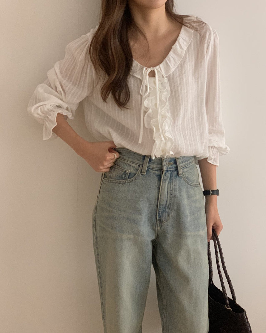 Riel ruffle blouse-2col