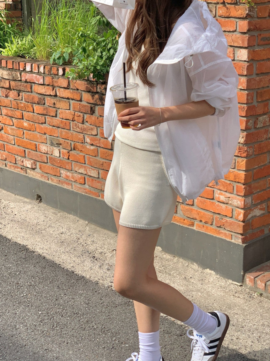 Want bamboo knit half pants-2col