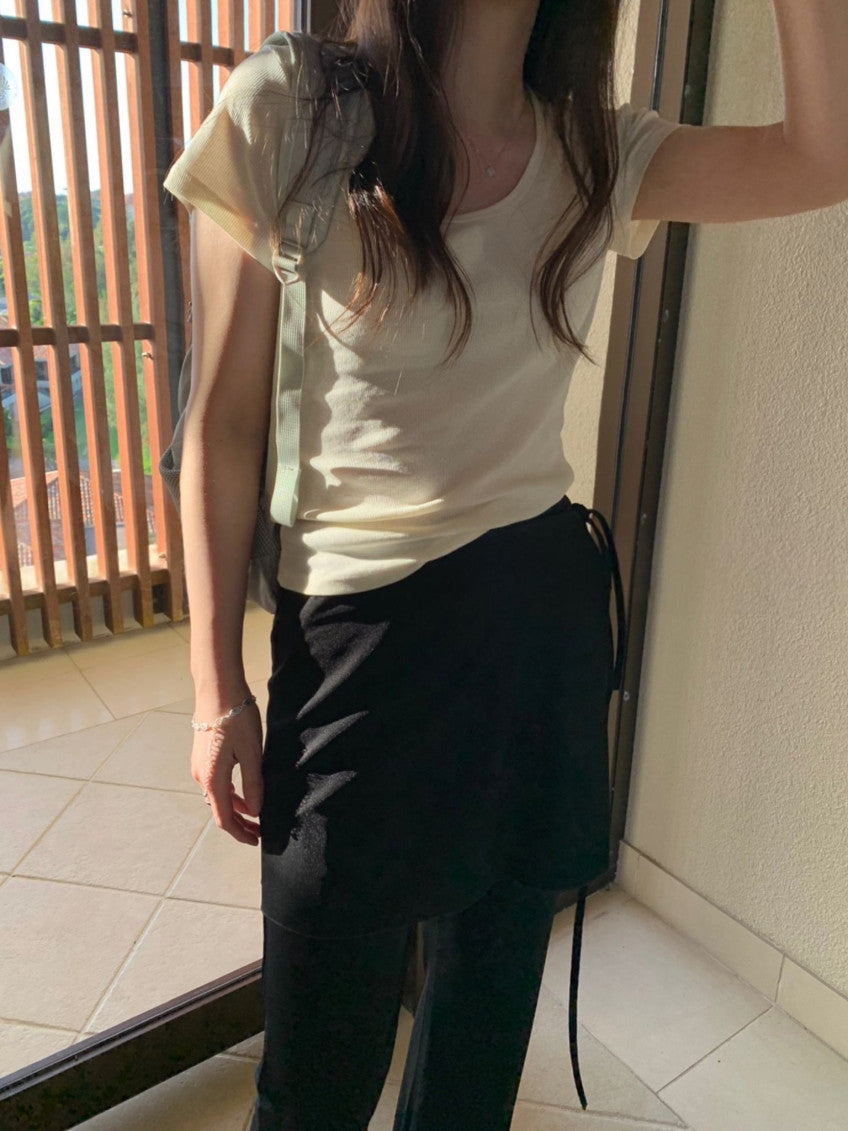 black wrap pants set