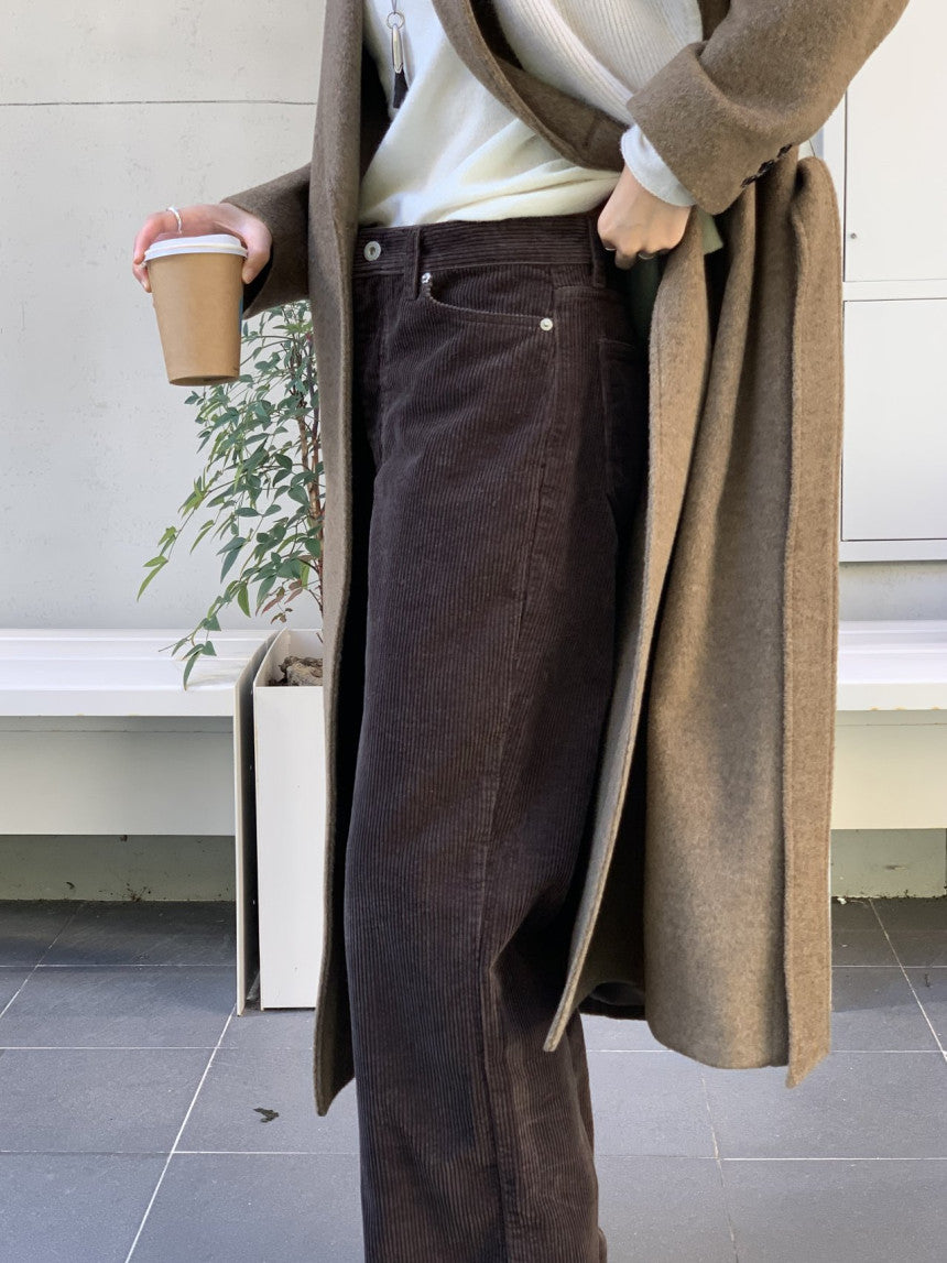Rie corduroy straight pants-2col