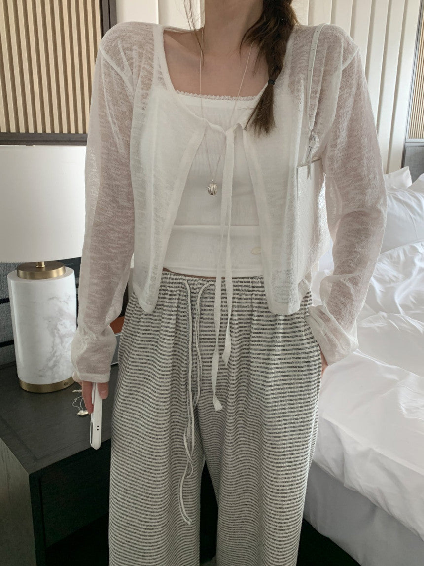 see-through strap cardigan-3col