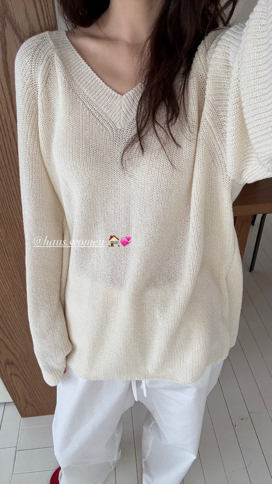 cream即納 Haus fani loose fit knit-3col