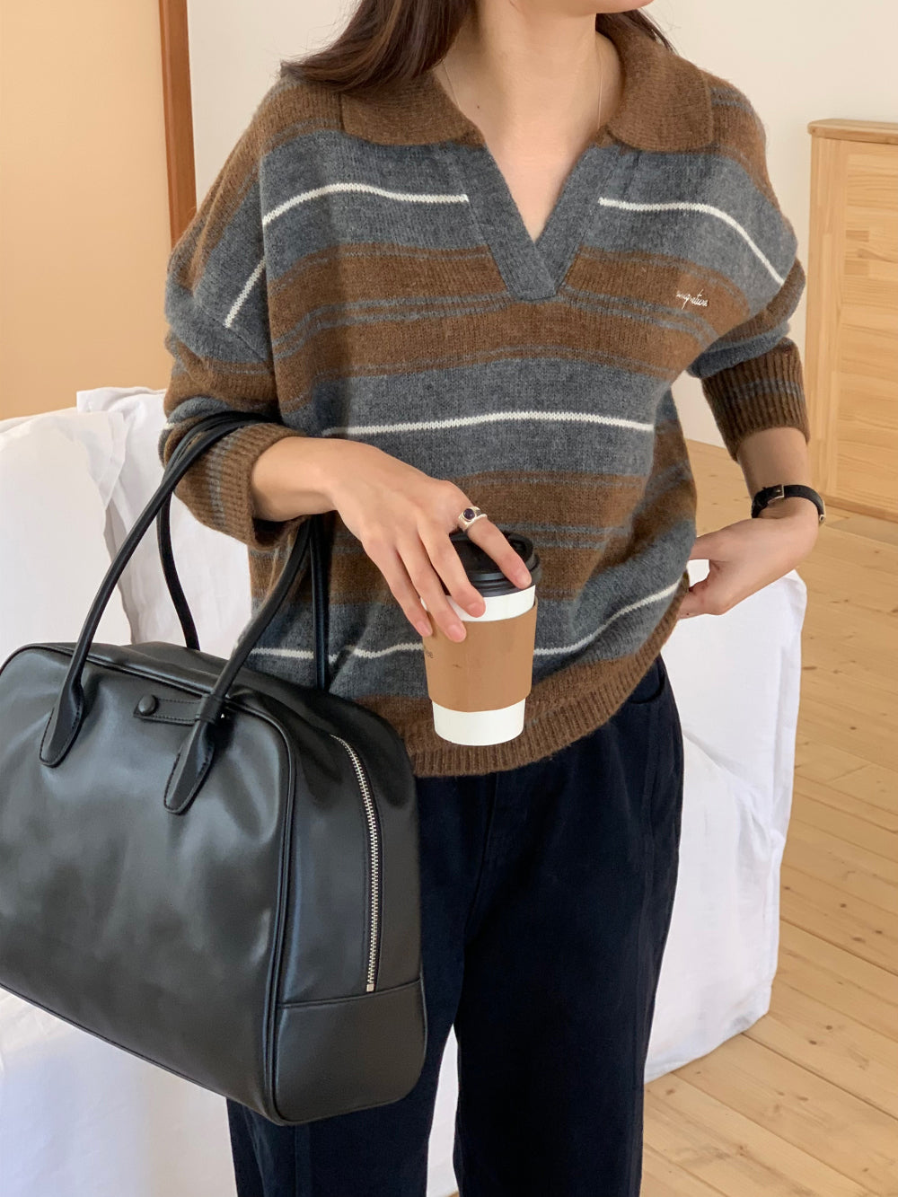 Swan s.t collar knit-2col