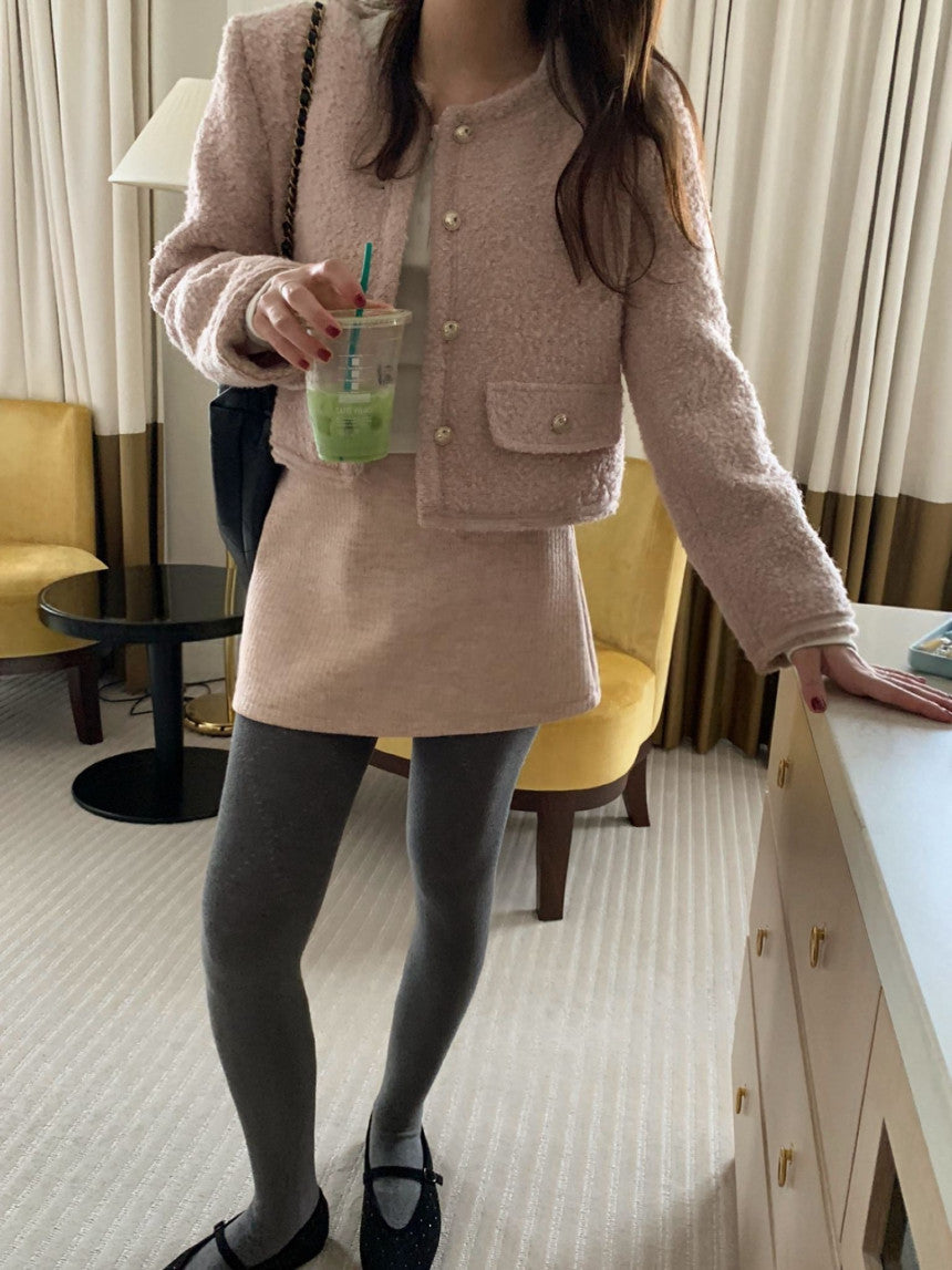 snug wool tweed jacket-2col