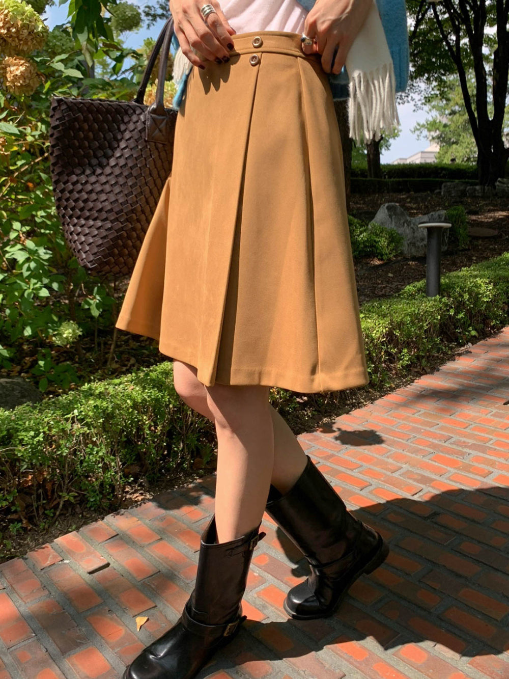 Sand suede skirt-2col