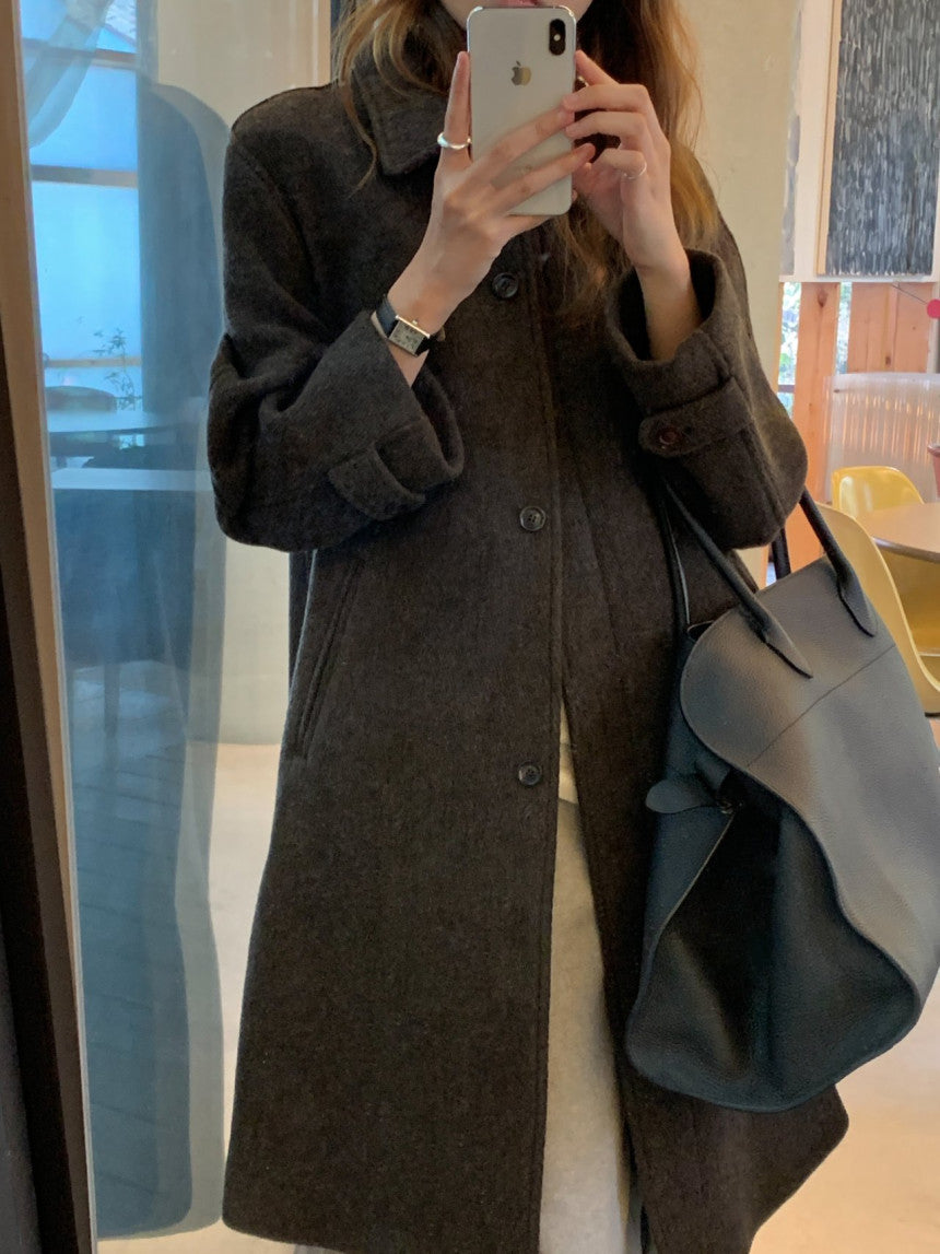 Luce wool twill melange coat-2col