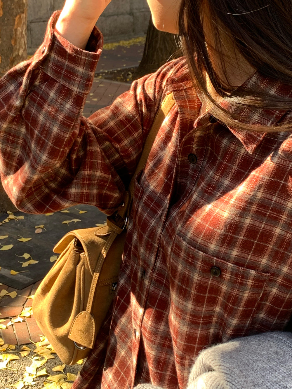 tan check gimo shirt-3col