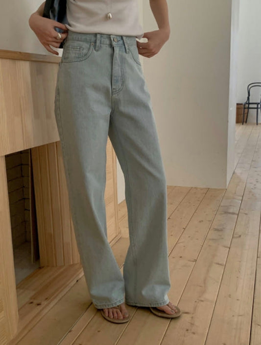 Jacquard light blue denim/ショート丈あり