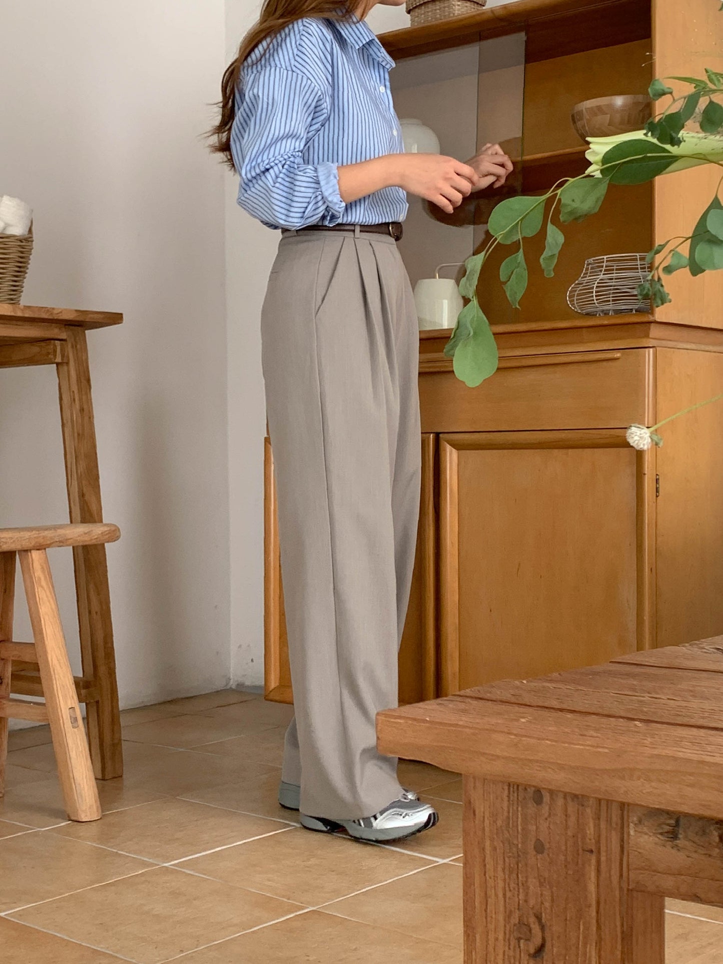 Fw two-pin tuck wide slacks-5colショート丈あり