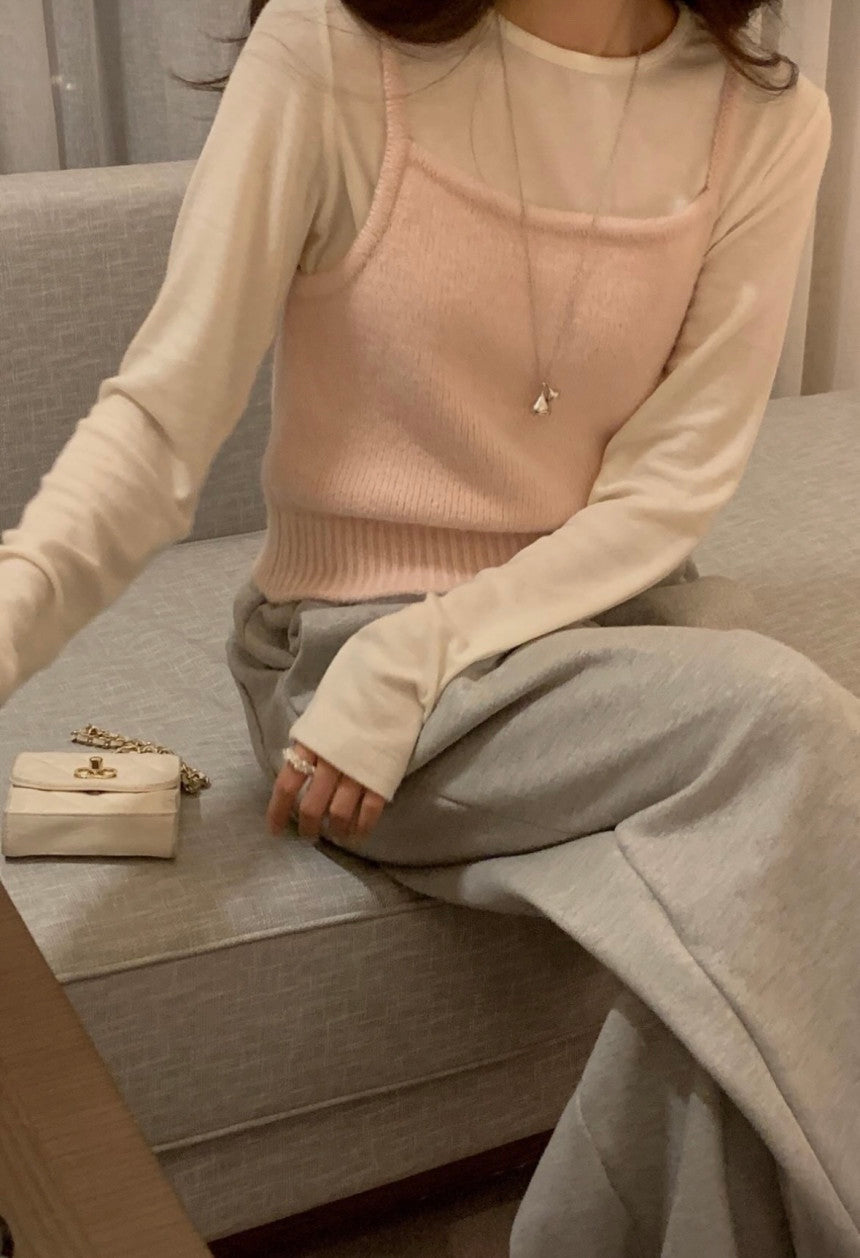 Banny v neck knit&Bustier-3col