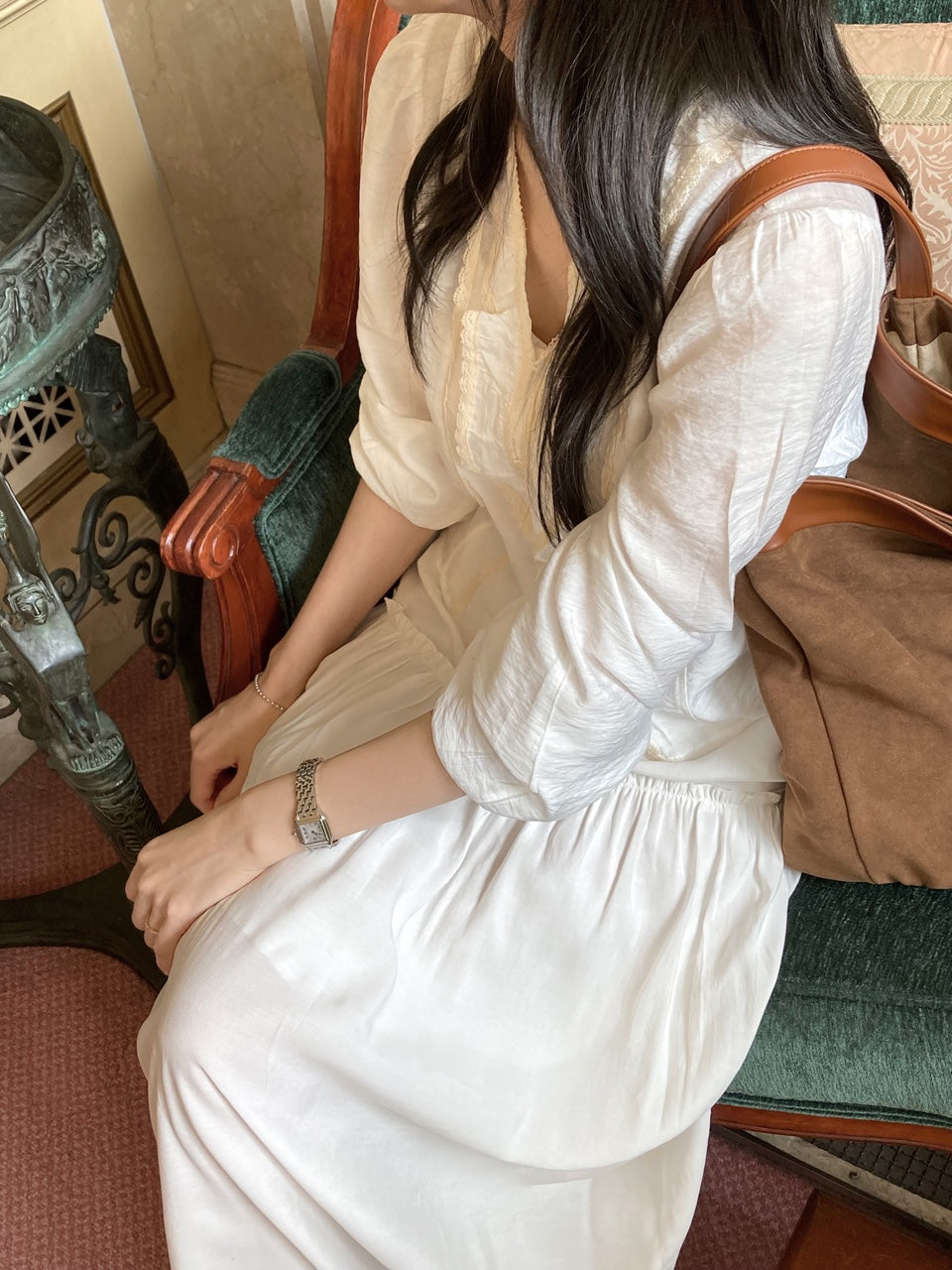 noil lace blouse-2col