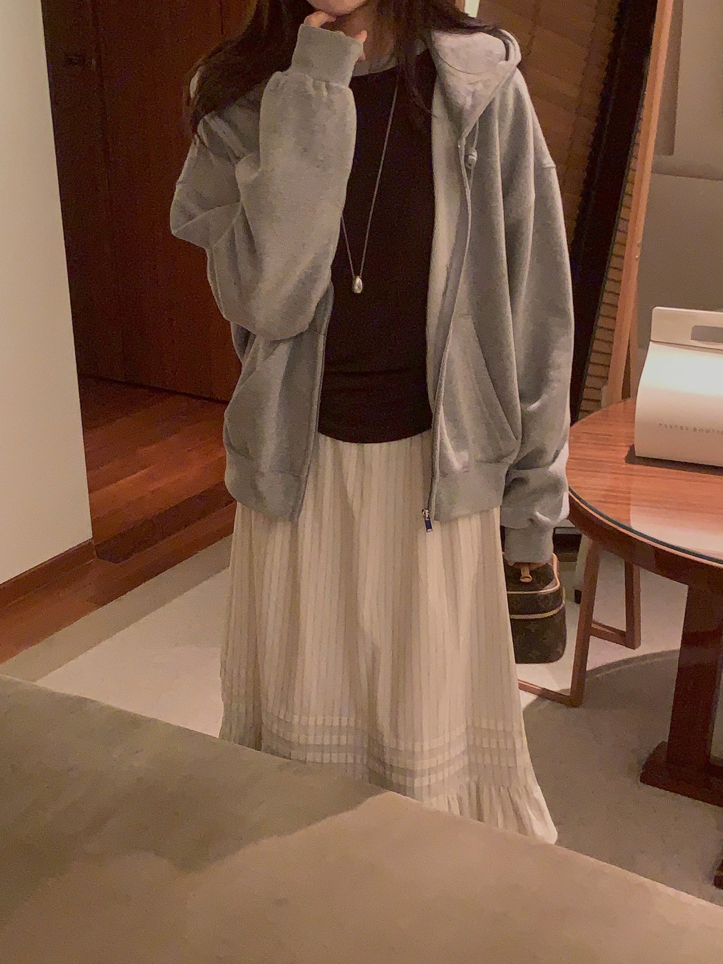 Essential gimo hood zip-up&pants&skirt-3col