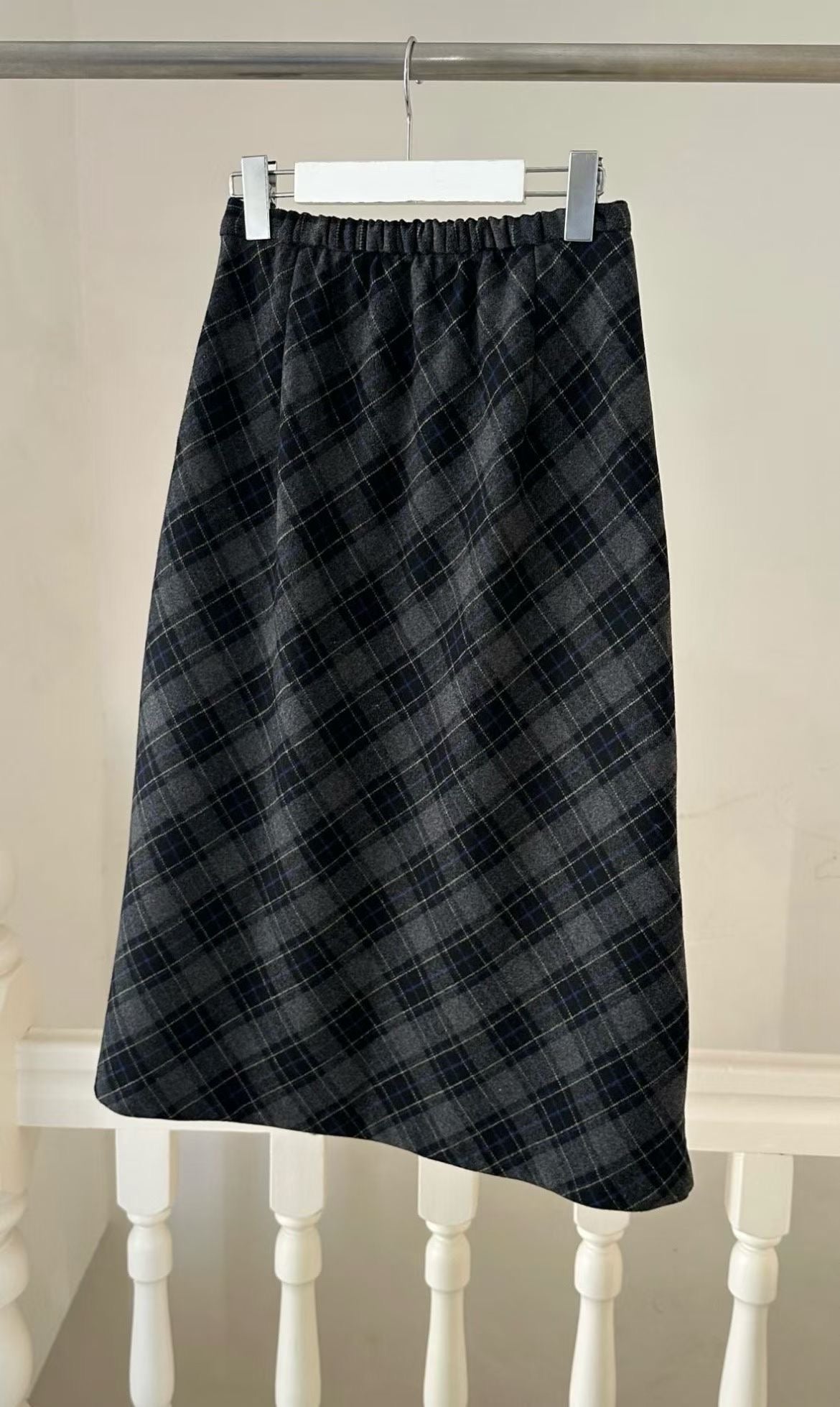 deondo wool check skirt-2col
