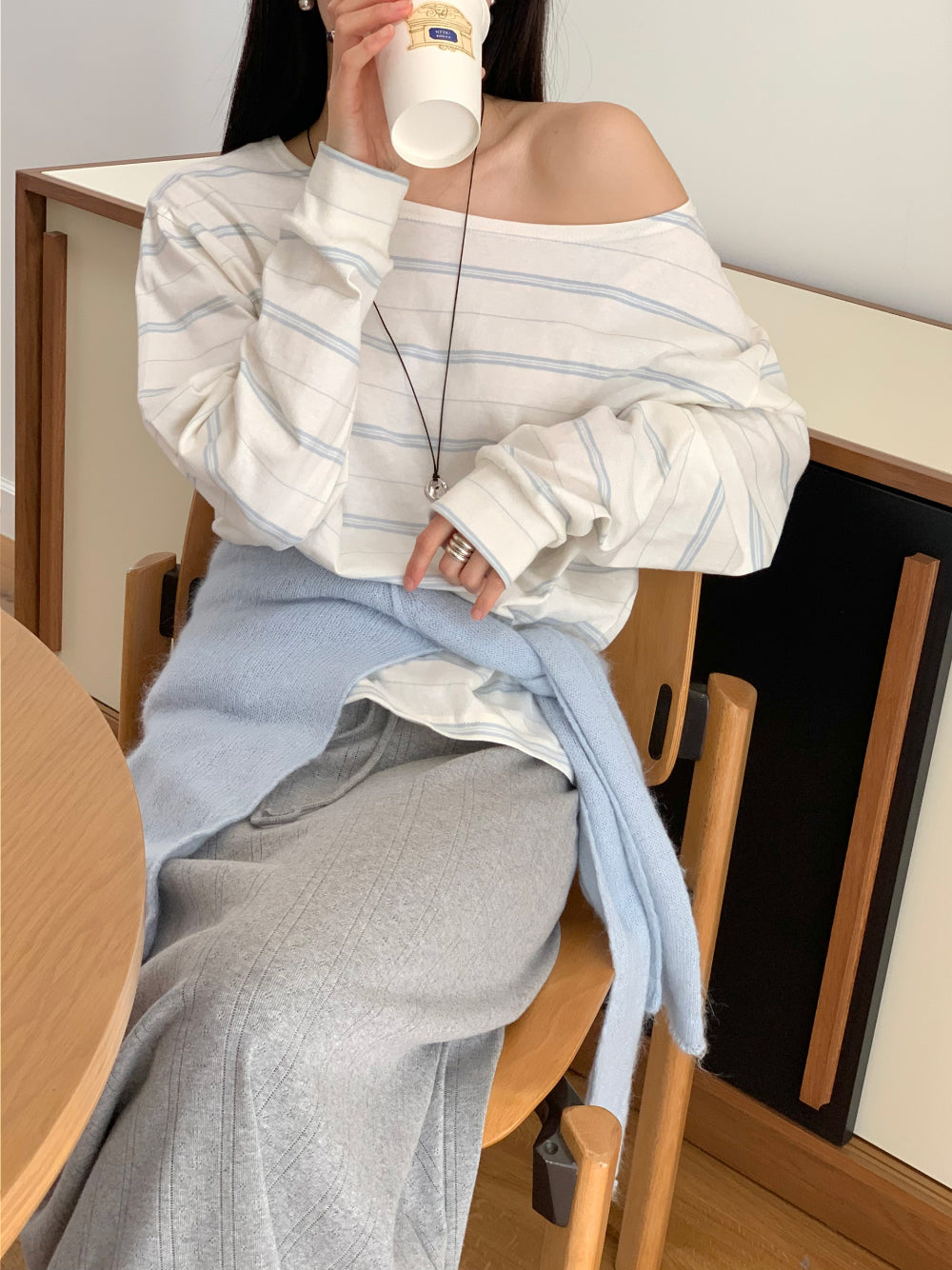 Celine off shoulder T-4col