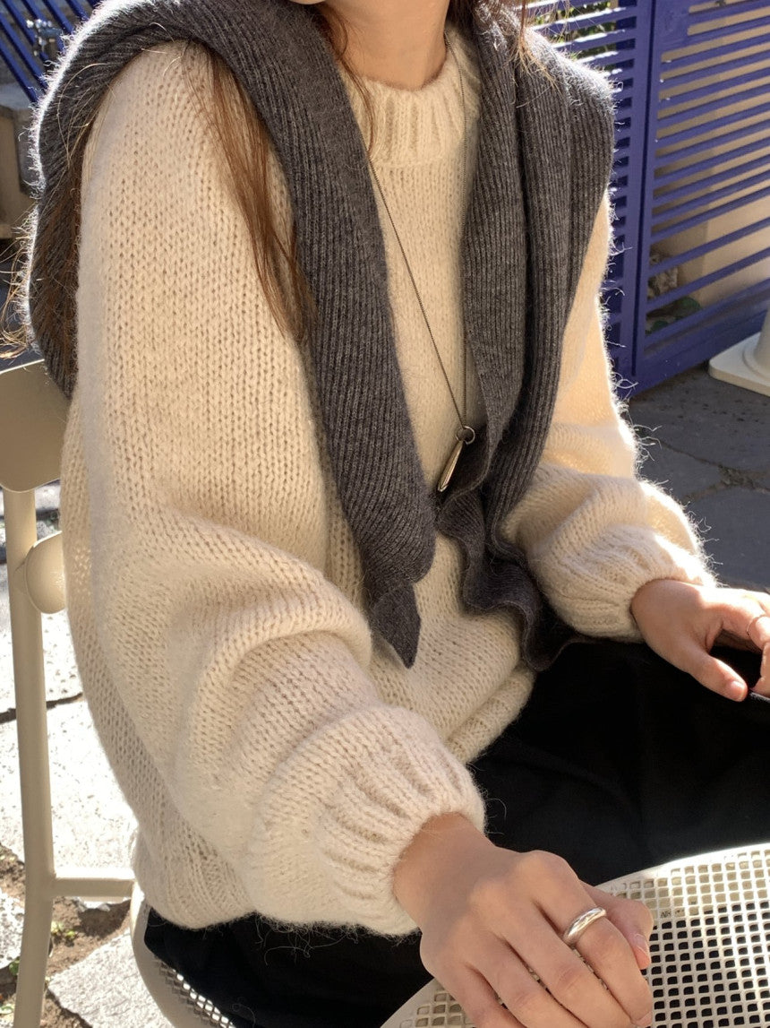 balloon alpaca oversize pullover knit-3col