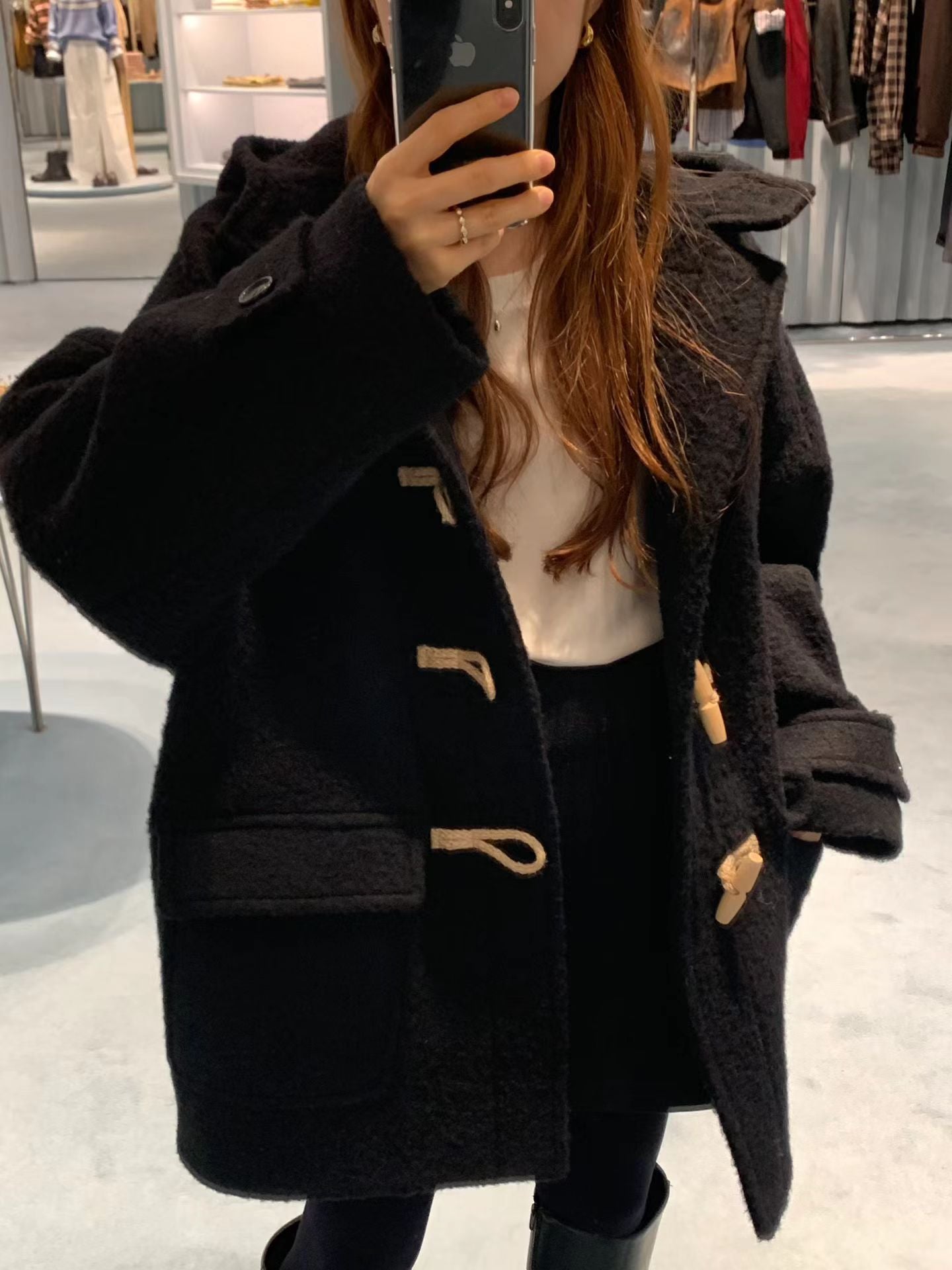 Ounce baby alpaca hood duffel coat-2col