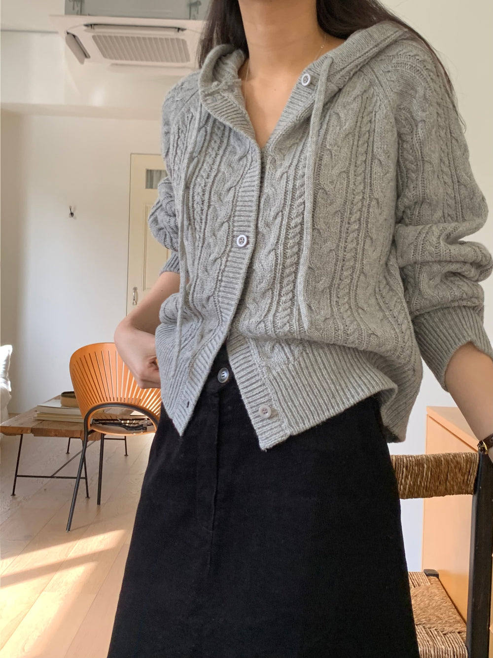 Sage corduroy skirt-2col