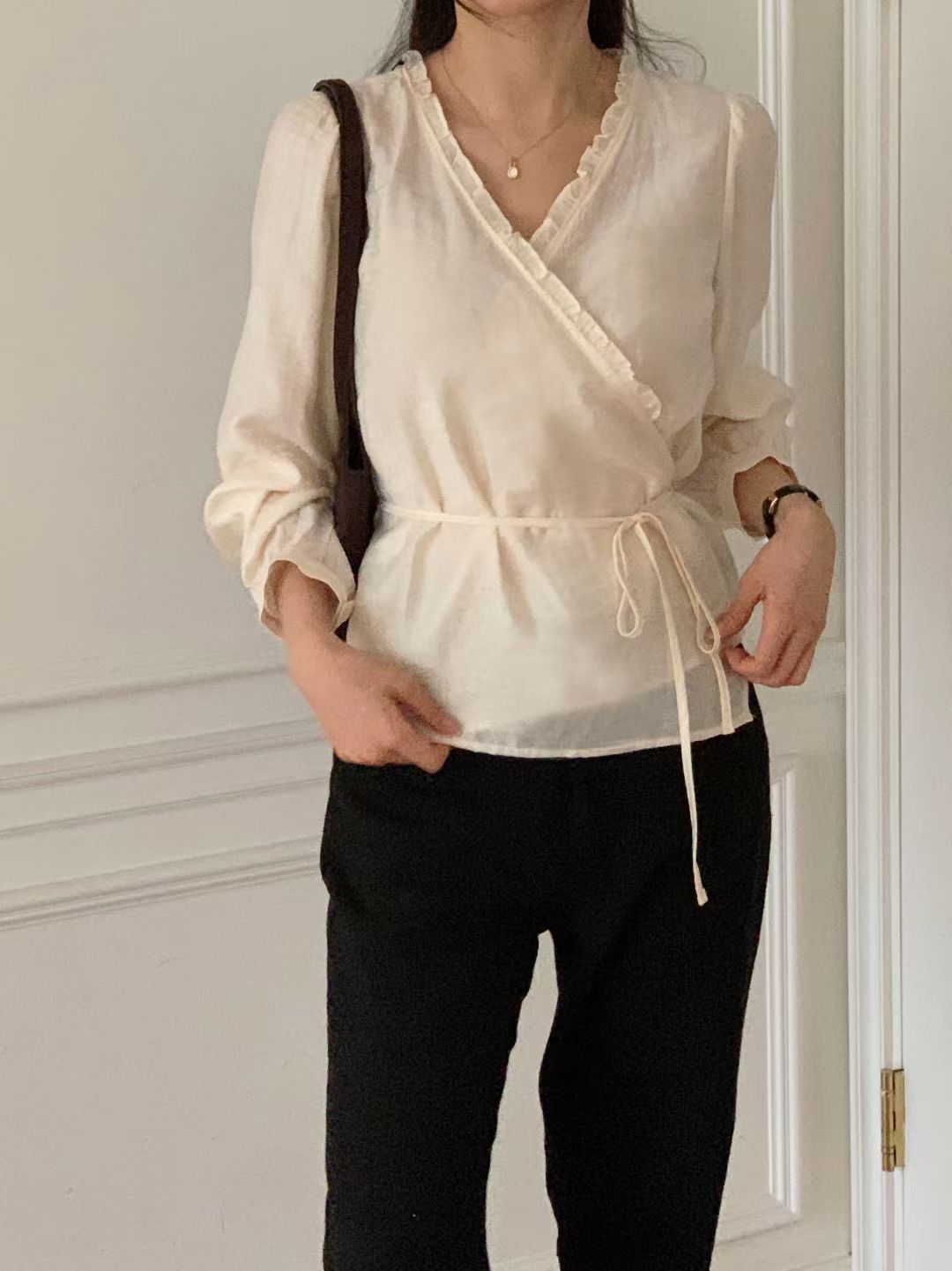 Rina wrap blouse-3col