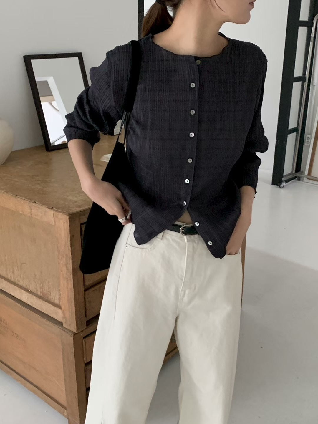 pleats cardigan-3col