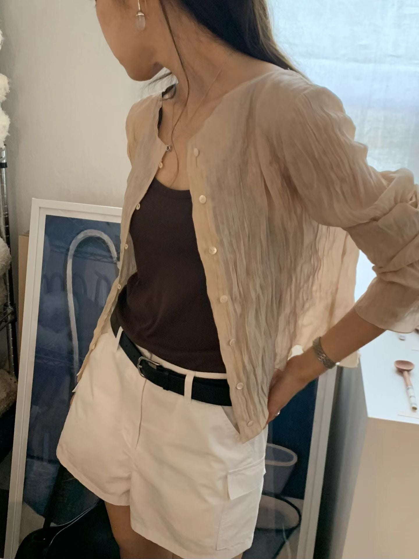 Ounce more wrinkle 2way blouse-2col