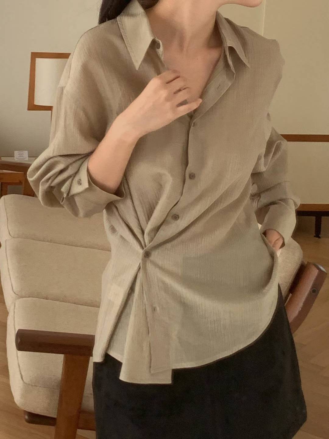 pleats 2way blouse-3col