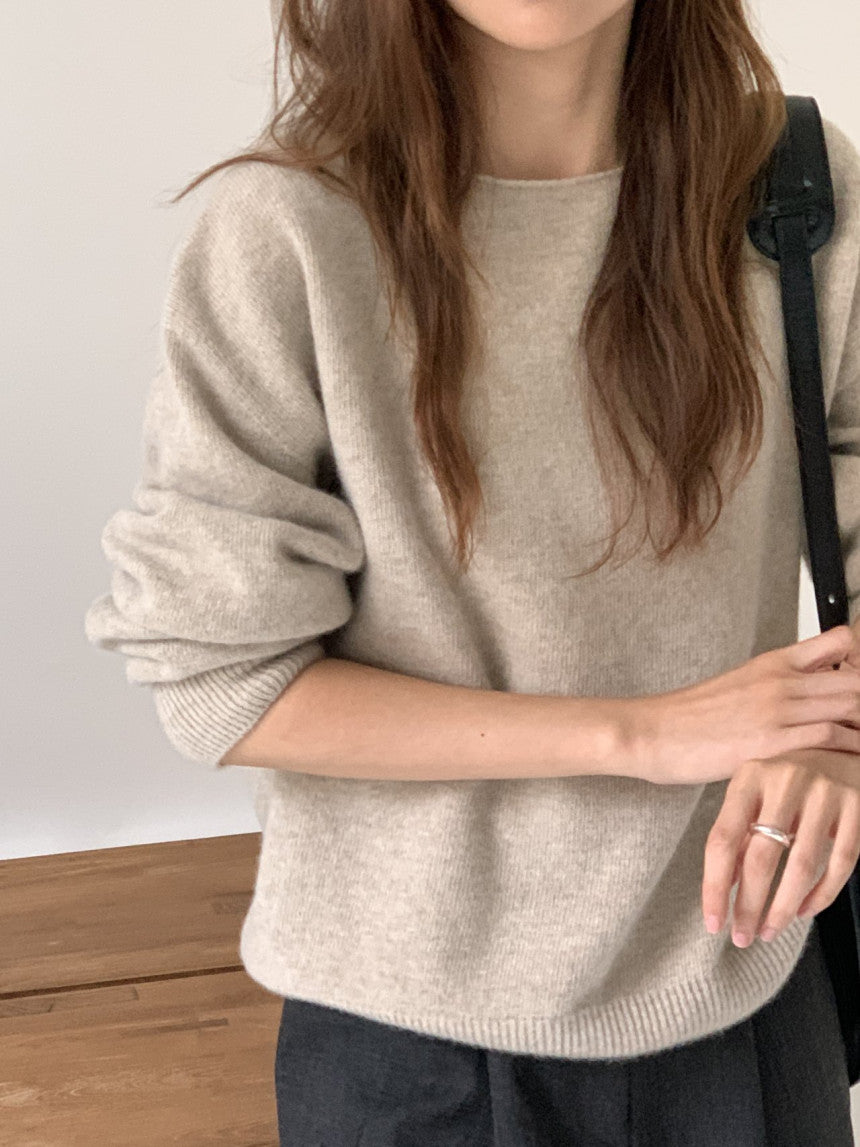 Elin cashmere wholega boat neck knit-4col