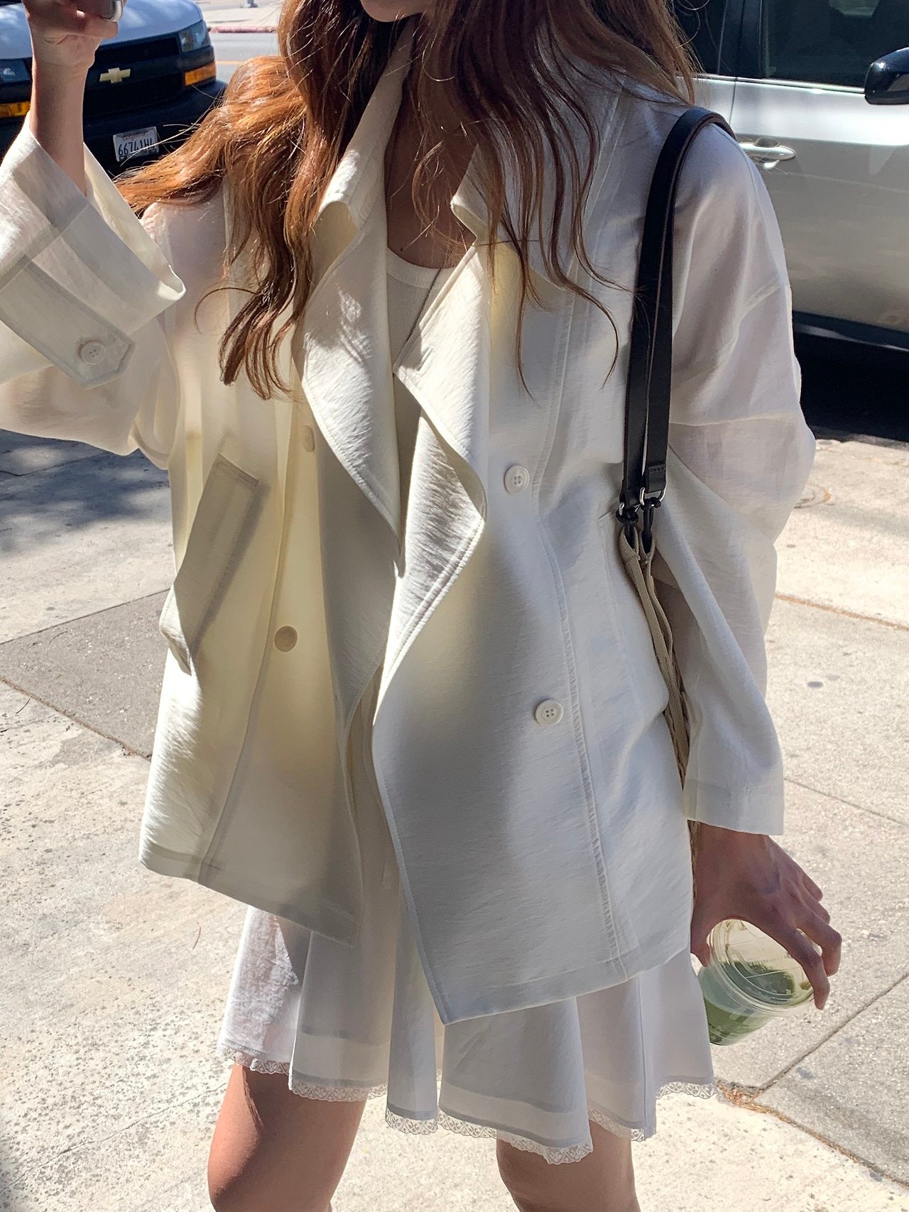Michel soft short trench jacket-2col