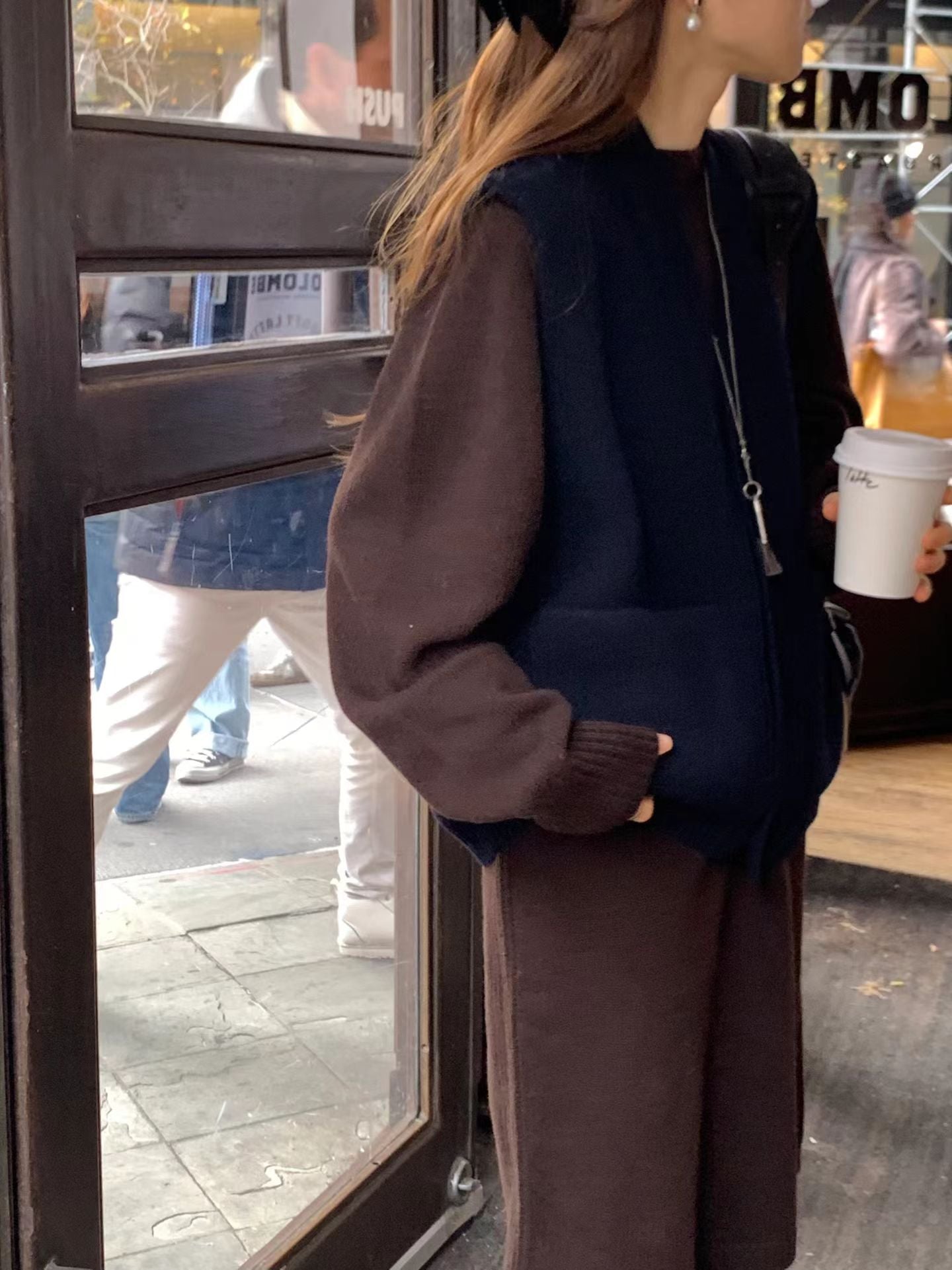 ivory即納 Ounce pocket knit vest cardigan-2col