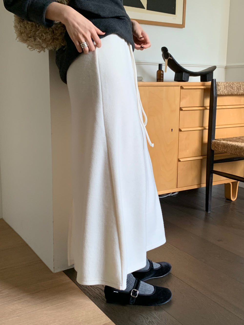 wool maxi skirt-3col