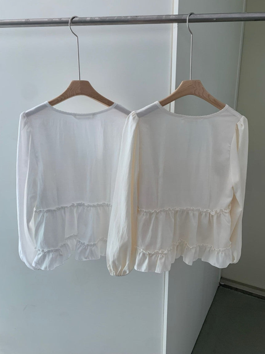 Cake pin tuck blouse-2col