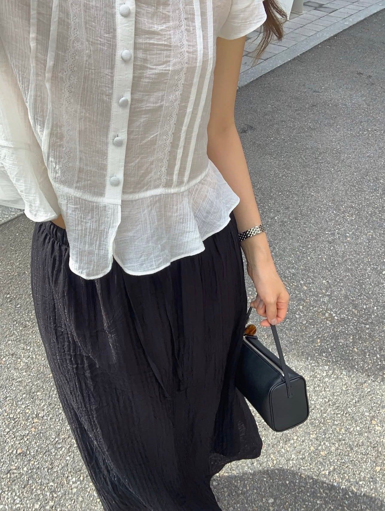 liter pomy shiny wrinkle skirt-2col