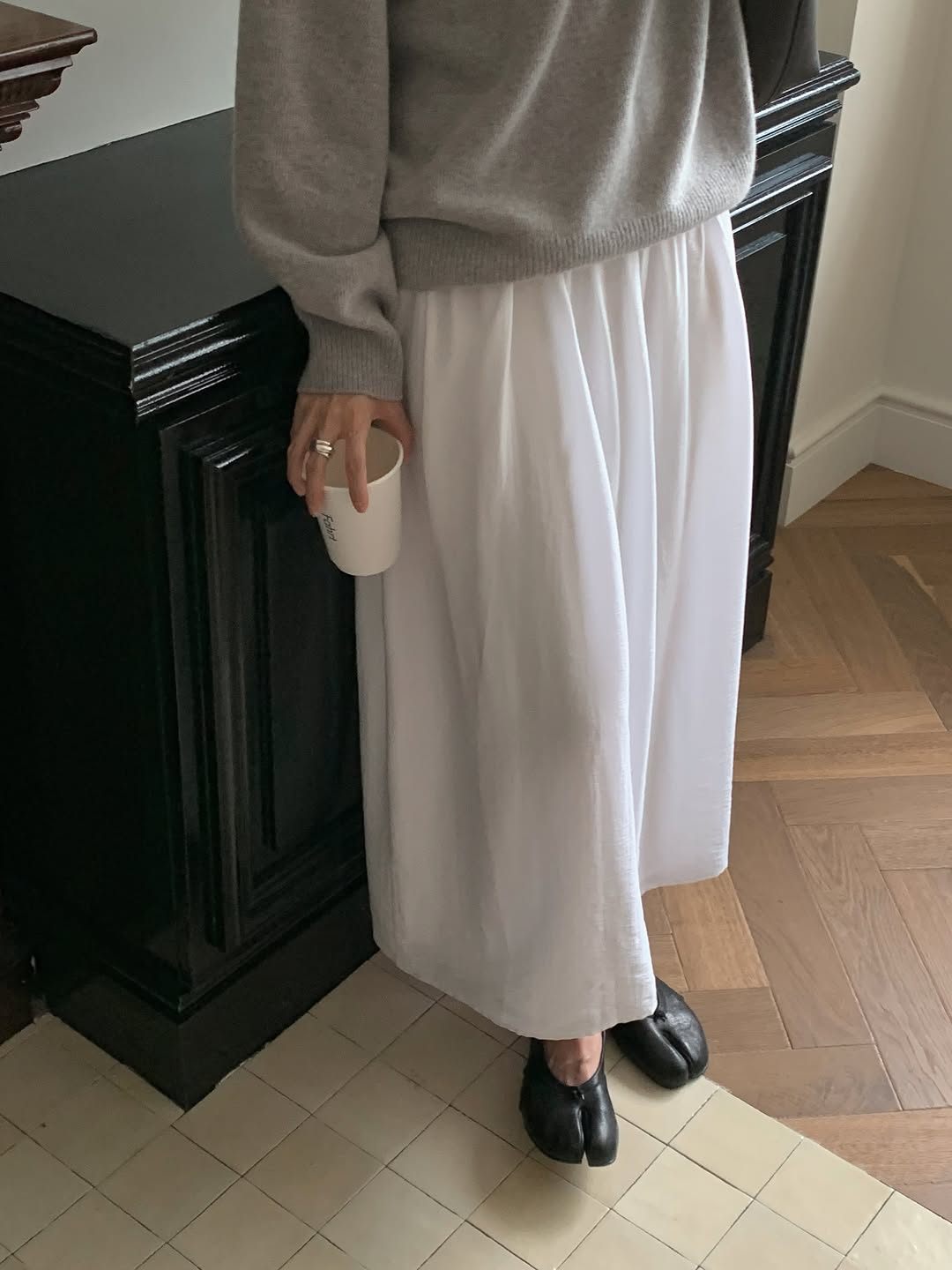 Bern volume shirring long skirt