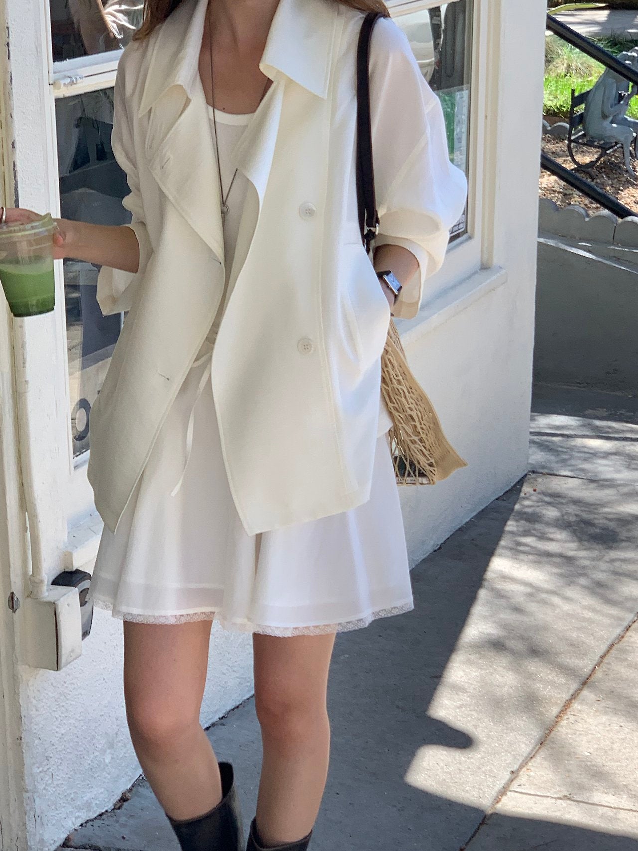 Michel soft short trench jacket-2col