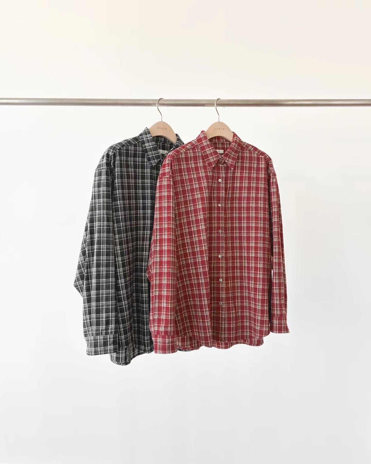 Ounce liden check shirt-2col
