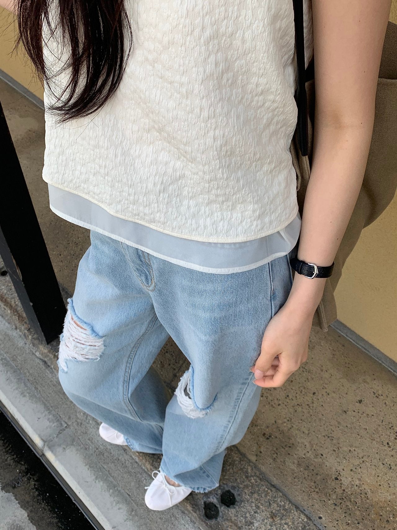 Mood straight damage denim