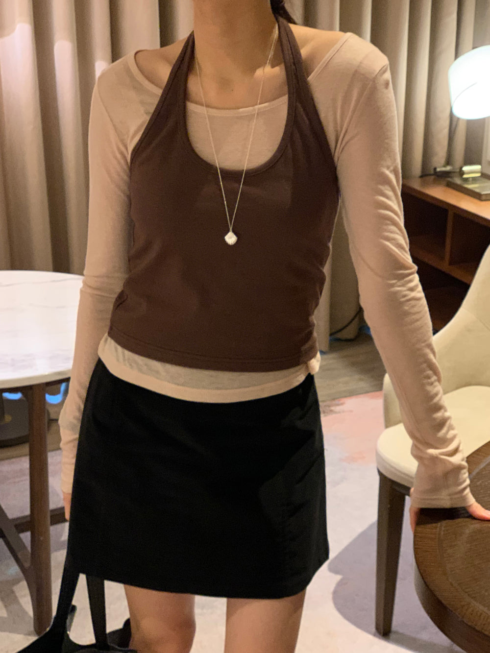 Halter layered set T-4col