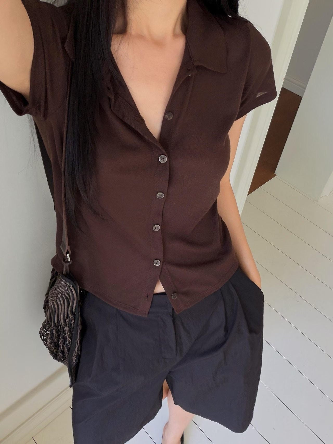 half collar cardigan-4col