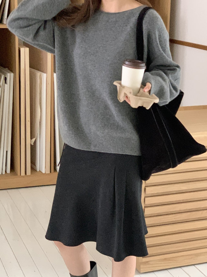 Elin cashmere wholega boat neck knit-4col