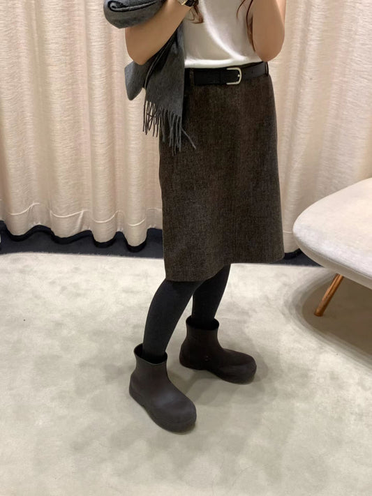 Ounce classic herringbone wool midi skirt-2col