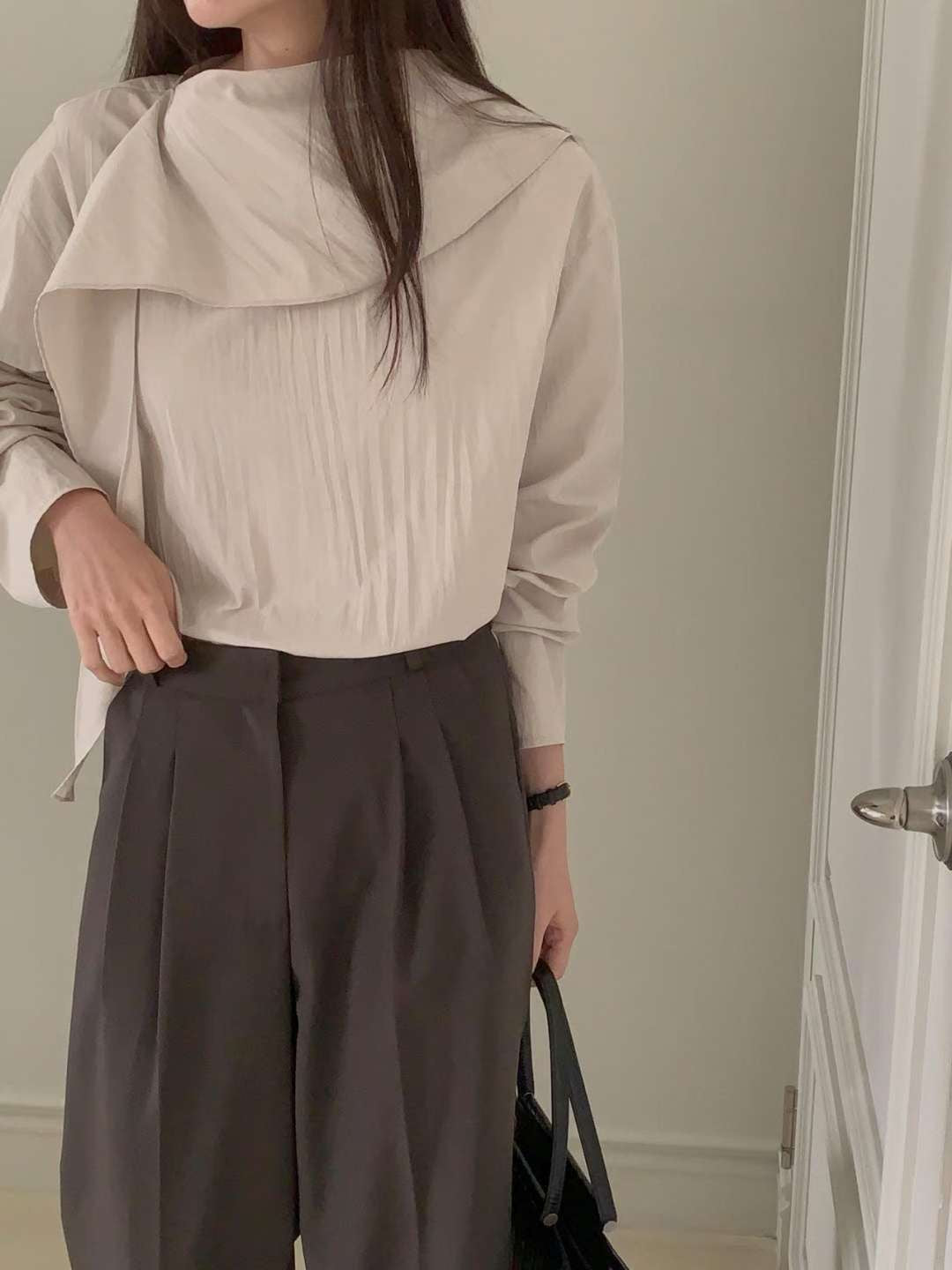 Cowl tie blouse-3col