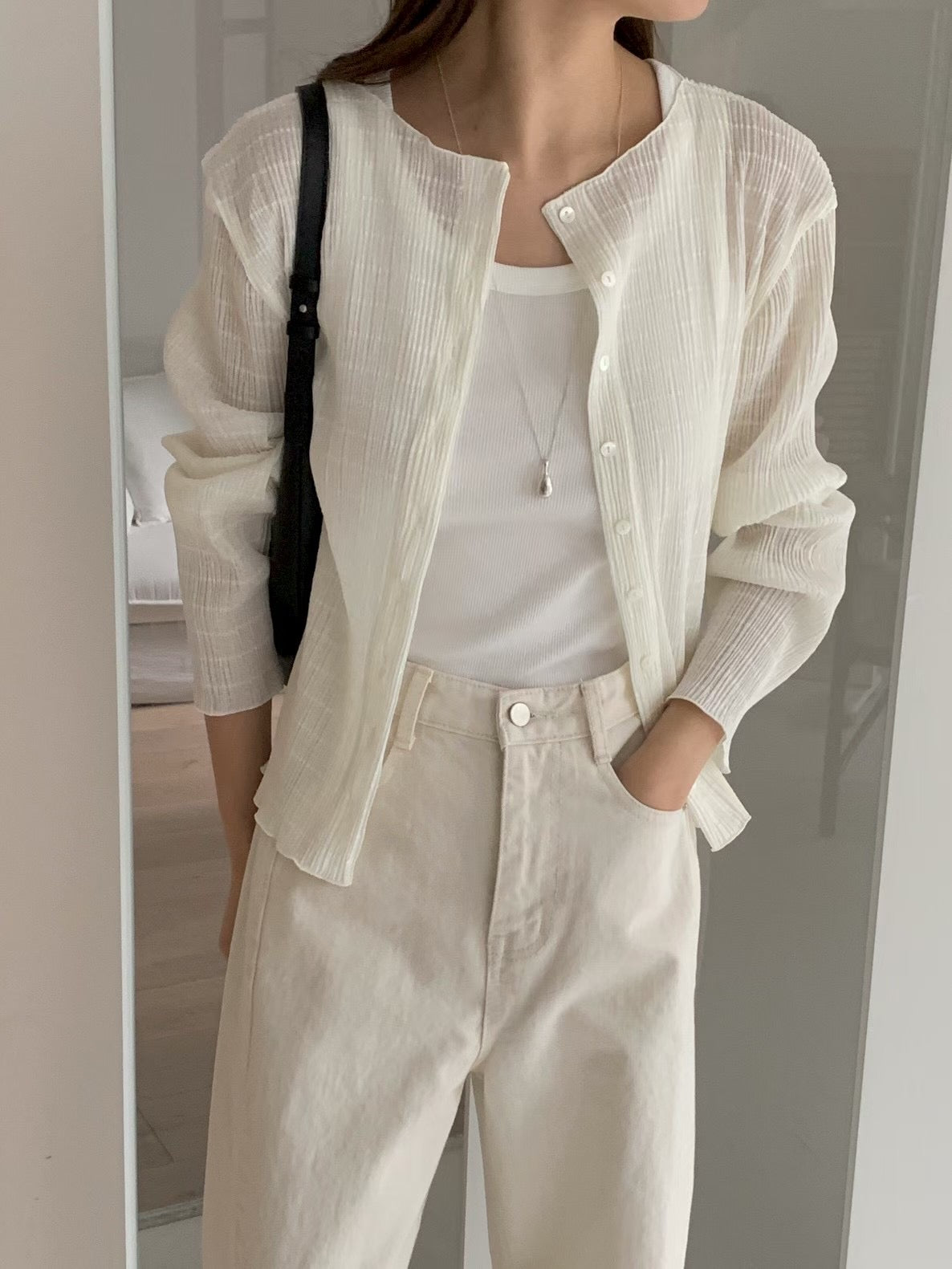 pleats cardigan-3col
